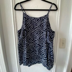 Navy Blue Patterned Flouncy Top